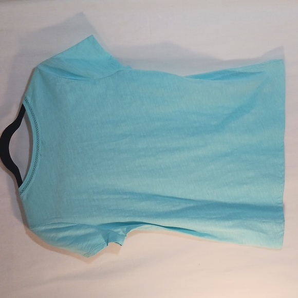💥Women's NWT Talbots Sz M, aqua, scoop neck summer Tee  100% cotton - Picture 2 of 7